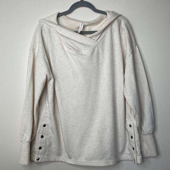 Anthropologie Daily Practice Twist Collar Hoodie in Oatmeal Sz M Beige - Picture 1 of 11